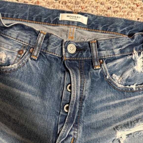 MOUSSY VINTAGE Sunnyvale High-Rise Cut-Off Denim Shorts- Size 26 - Picture 9 of 13